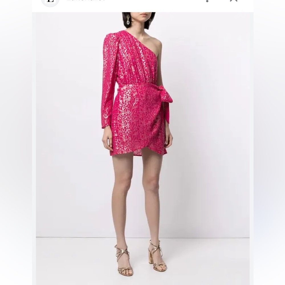 Rebecca Vallance Hot Pink One-Shoulder Sequin Mini Skirt